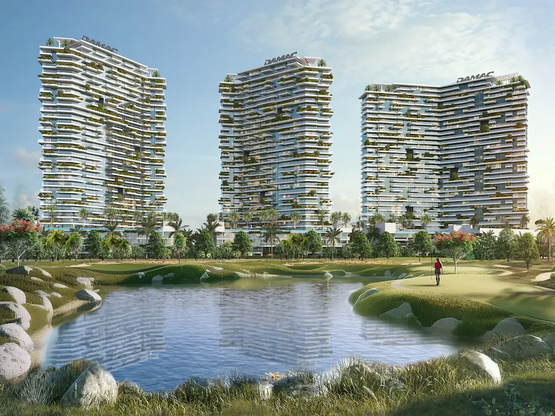 Golf Greens by DAMAC luxury residential towers in DAMAC Hills Dubai